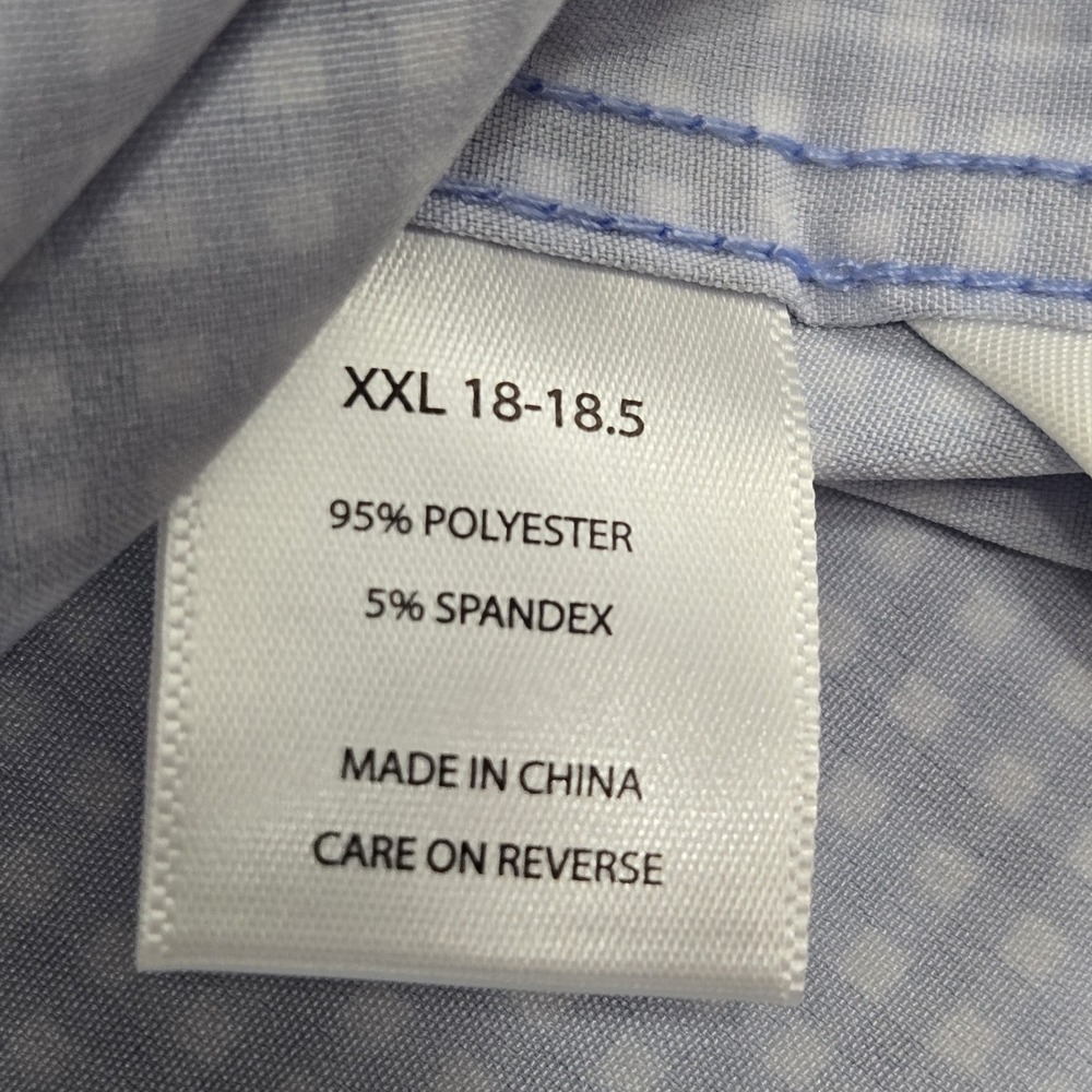 Nautica Mens XXL Blue White Gingham Performance Short Sleeve Dress Shirt - Picture 7 of 8